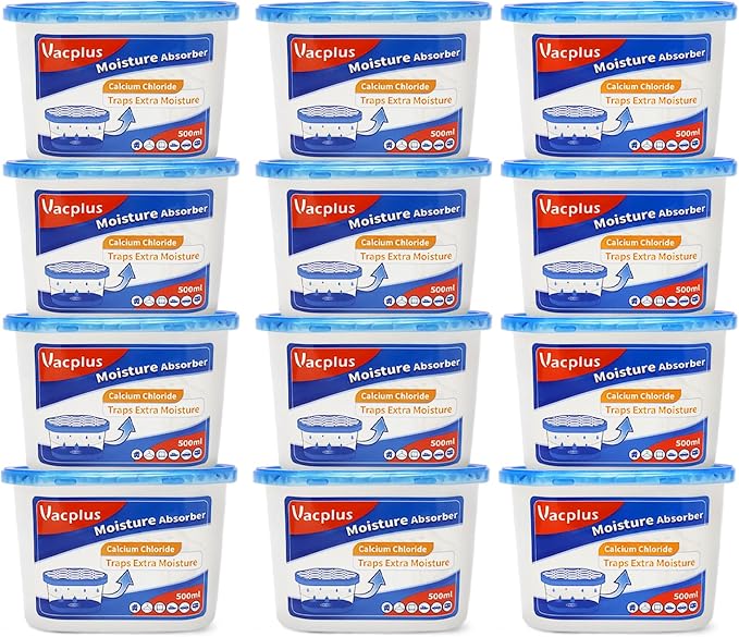 Vacplus Moisture Absorbers 12 Pack, 10.5 Oz, Humidity Absorber Boxes Attracts by Vacplus