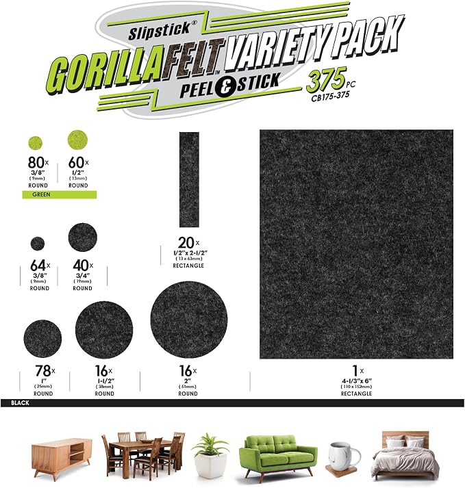 Slipstick Gorilla Felt Furniture Pads Premium Furniture Pads & Chair Leg Floor - Image 3