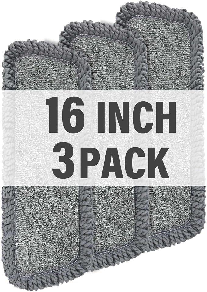 16.5 inch Mop Pads Refills, 3 Pack Microfiber Reusable Replacement Mop Pads by PANDAGRIP