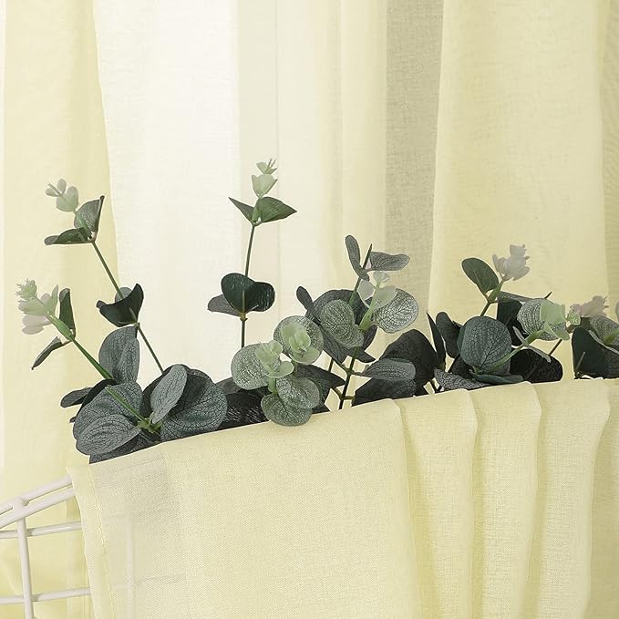 Tollpiz Short Sheer Curtain Linen Textured Living Room Curtains Sheer Light - Image 6