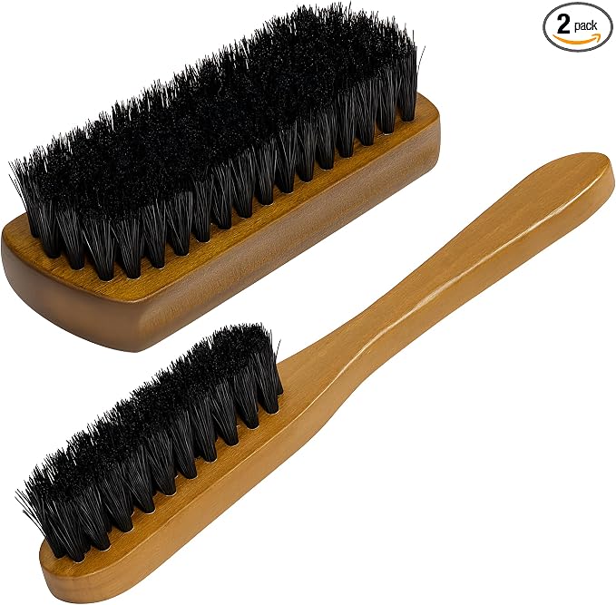 TAKAVU Leather & Upholstery Cleaning Brush Set, 100% Black Boar Bristle by TAKAVU