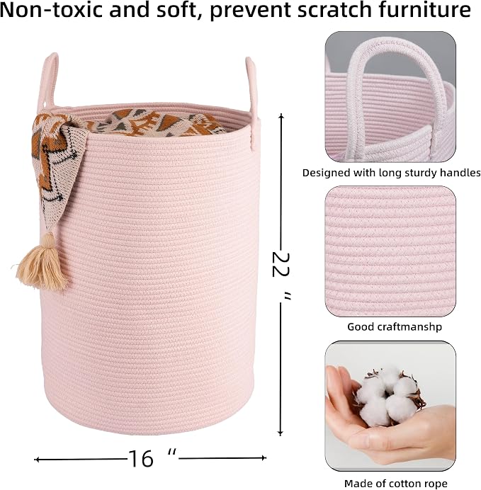 Cotton Rope Laundry Basket Hamper - Image 2