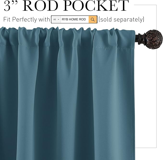 RYB HOME Small Curtains Blackout - Image 2