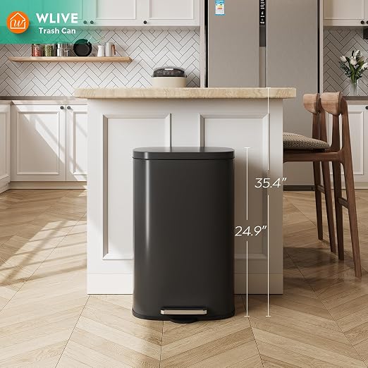 WLIVE 13 Gallon Stainless Steel Trash Can - Image 2