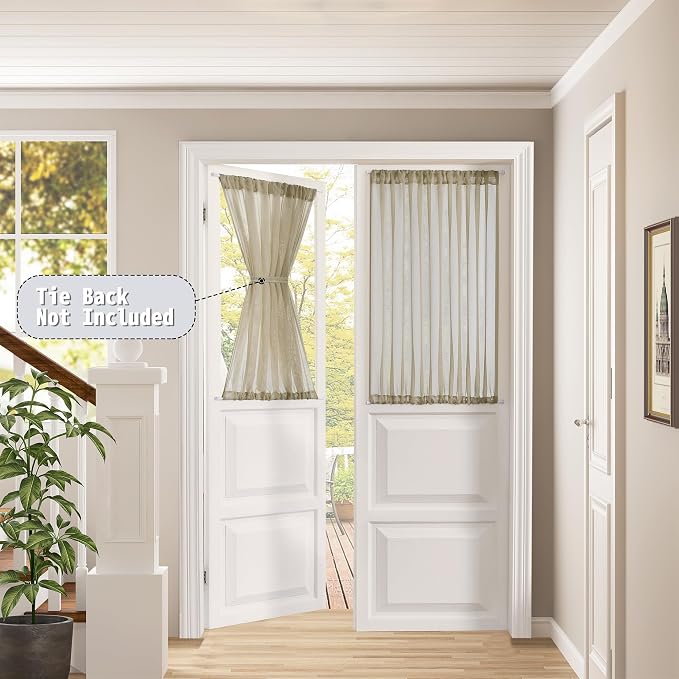 Tollpiz Sheer Door Curtains Closet Linen Textured Curtain Sheers Doorway Light - Image 2