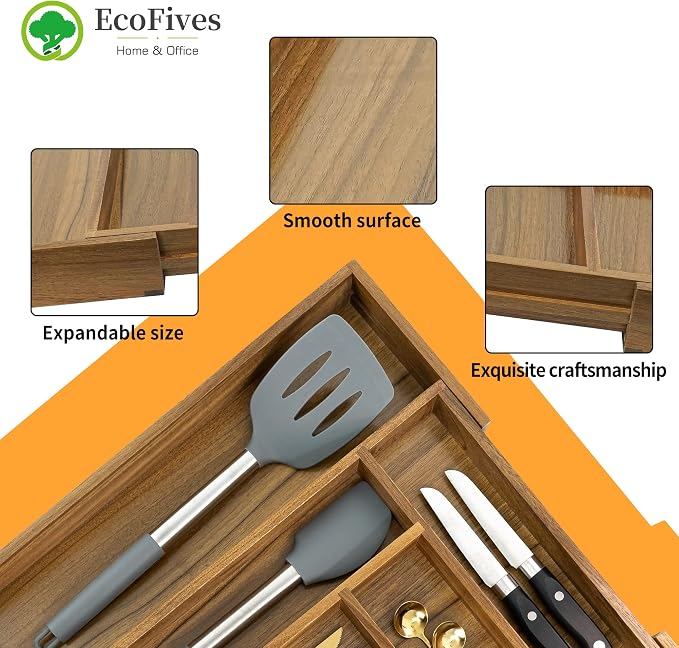 Luxury Acacia Kitchen Drawer Organizer - Image 6