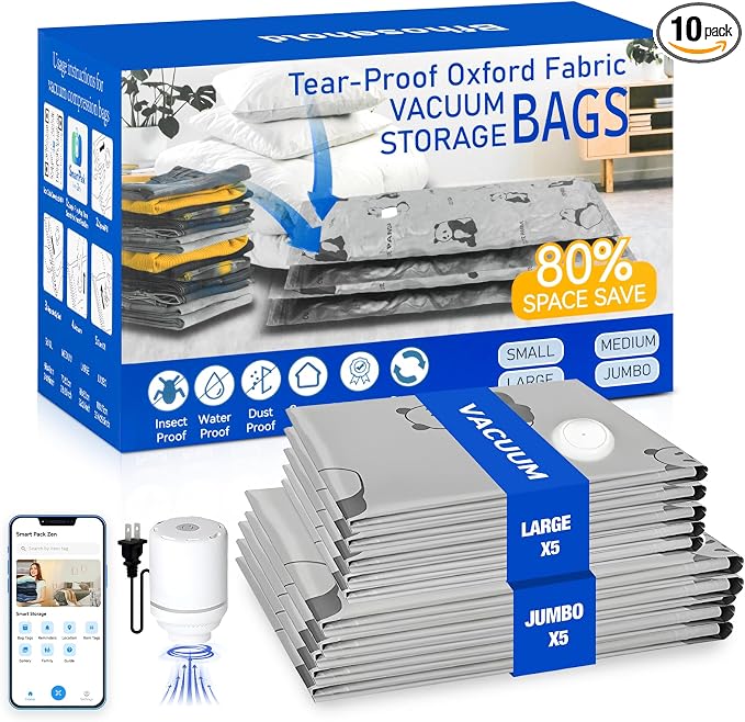 5 Jumbo + 5 Large Tear-Proof Vacuum Storage Bags by Unknown