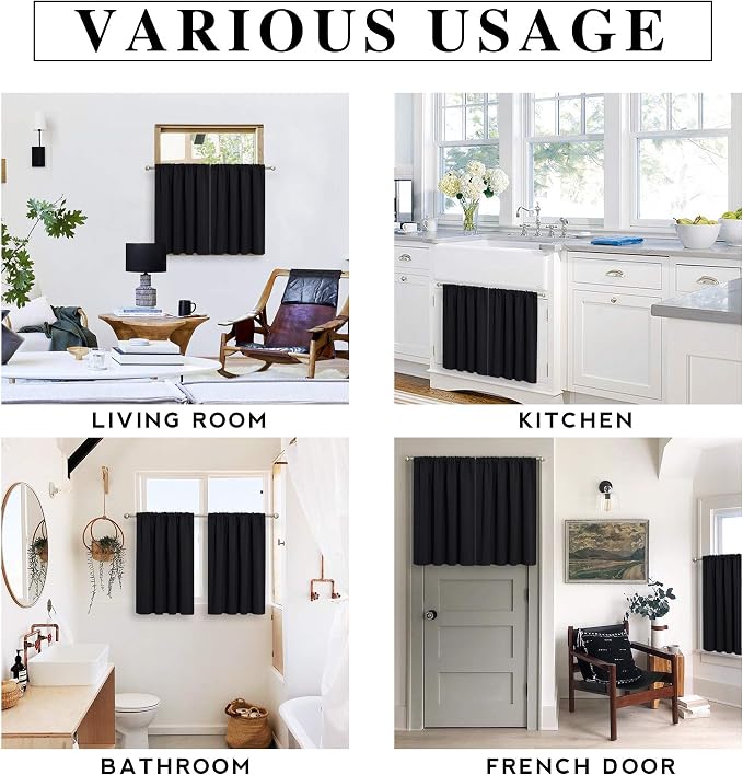 RYB HOME Short Kitchen Window Curtains 30 inches, W42 x L 30 inches, 2 Panels - Image 7