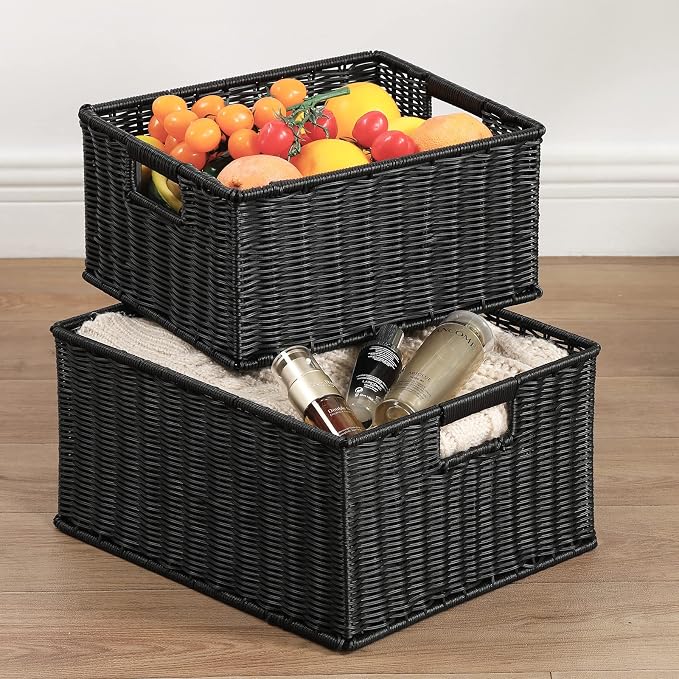 HOONEX Large Wicker Baskets for Storage, Plastic Baskets for Organizing - Image 5