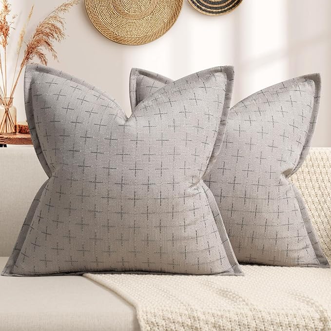 ZWJD Pillow Covers 22x22 Set of 2 Soft Polyester Textured Pillow Covers by ZWJD