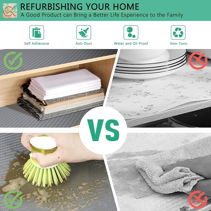 Self-Adhesive Shelf Liner Kitchen Liner, Waterproof Backed Paper Easy Peel and - Image 5