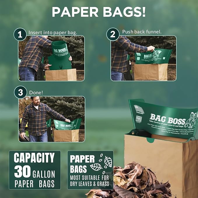 Lawn & Leaf Bag Holder Stand | Fits 33-55 Gallon Paper or Plastic Yard Waste - Image 6