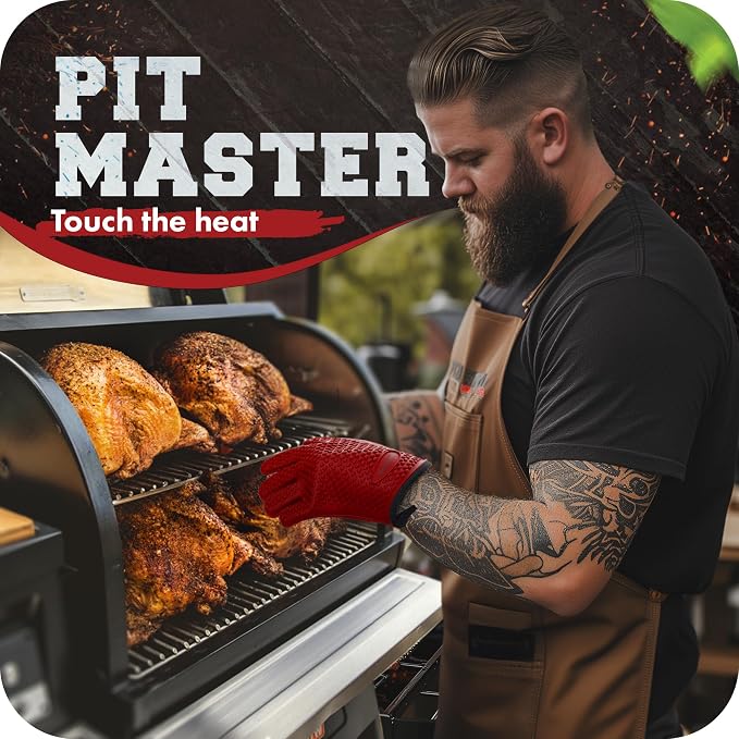 KITCHEN PERFECTION S Silicone Smoker Oven Gloves -Extreme Heat Resistant BBQ - Image 3