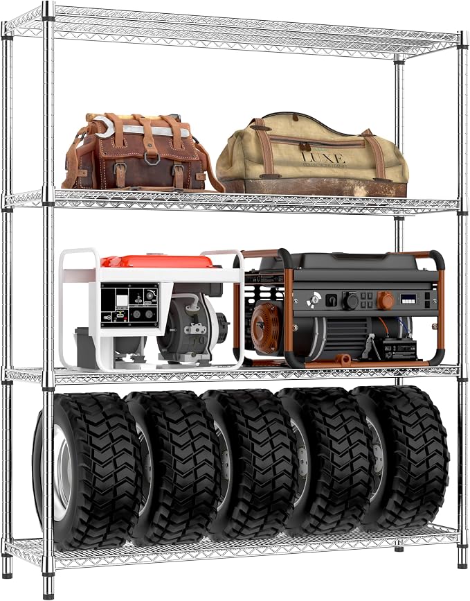 IZEUK 3400 LBS Garage Shelving Wide Storage Shelves 4 Tier Metal Shelves Heavy by IZEUK