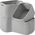 Storage Baskets for Organizing & Shelves, Woven Cotton Rope Organization Bins by ICERZCZ