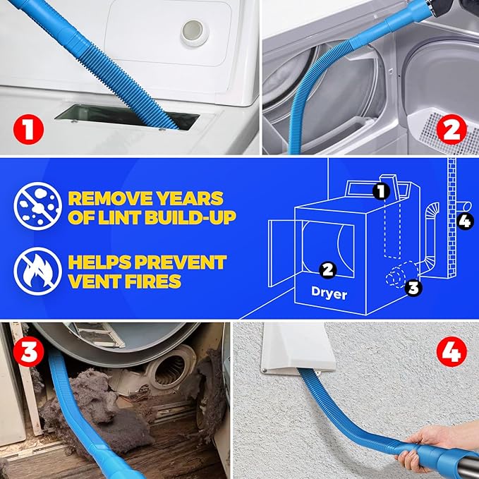 Holikme 2 Pieces Dryer Vent Cleaner Kit, Dryer Lint Vacuum Attachment and - Image 4