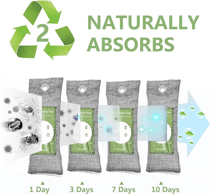 12 Pack Bamboo Air Purifying Bag, Activated Charcoal Bags Odor Absorber - Image 5