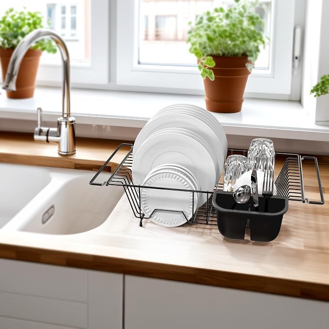 SIMPLE HOUSEWARE Large Over Sink Counter Top Stainless Steel Dish Drainer - Image 3