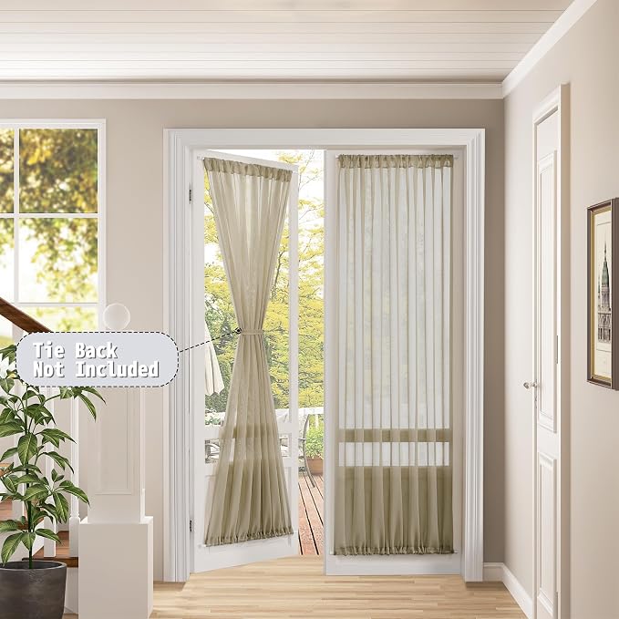 Tollpiz Sheer Linen Textured Curtain Sheers Doorway Light Filtering Voile - Image 2