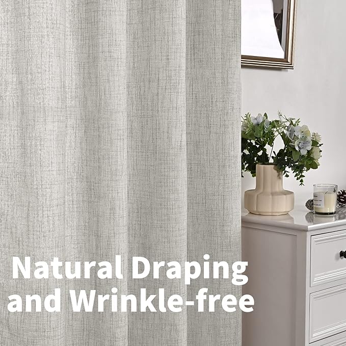 YoungsTex Light Grey Linen Curtains 40 Inches Long - Image 7