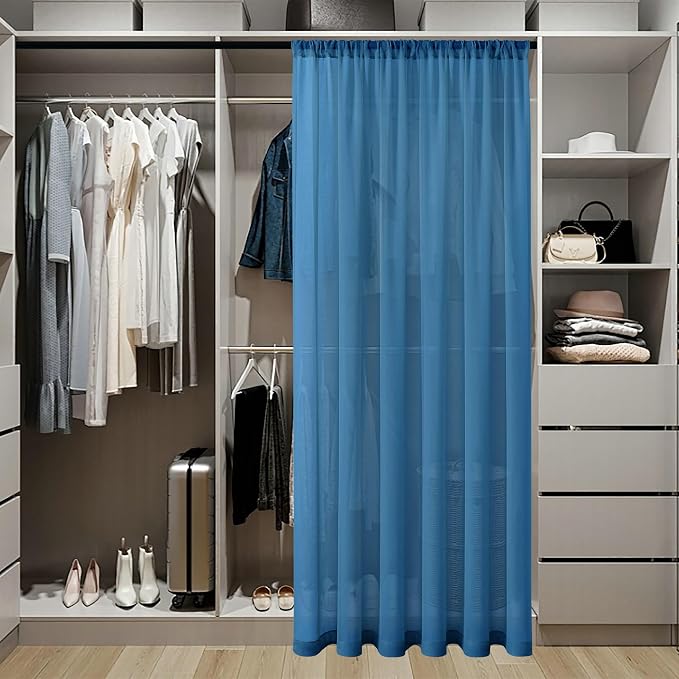 Tollpiz Sheer Door Curtain Closet Linen Textured Curtain Sheers Doorway Light - Image 3