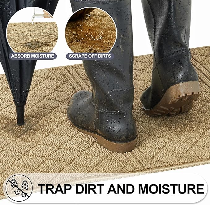 REFETONE Indoor Doormat, Front Back Door Mat 36"x59" Absorbent Rubber Backing - Image 4