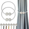 Hion Magnetic Curtain Tiebacks White 2pcs, Curtain Tiebacks Buckles Holdbacks by Hion