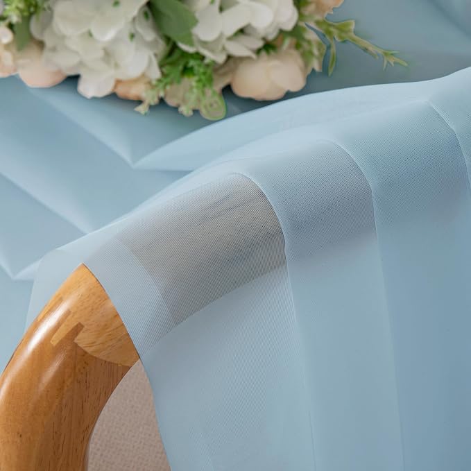 Chyhomenyc Sky Blue Sheer Curtains 36 inch Length 2 Panels, Light Filtering - Image 5