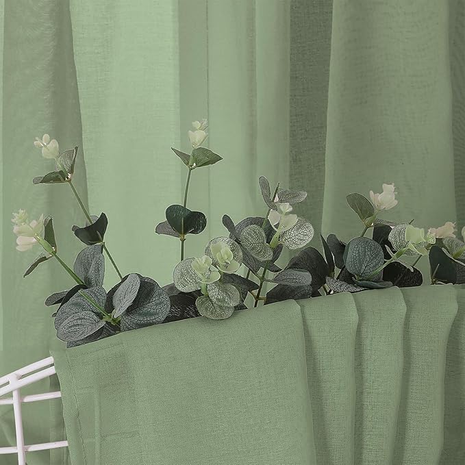 Tollpiz Short Sheer Curtains Linen Textured Living Room Curtain Sheers Light - Image 6