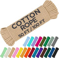 TECEUM Cotton Rope 3/16” – 50 FT – Strong All-Purpose Braided Rope – Natural by TECEUM