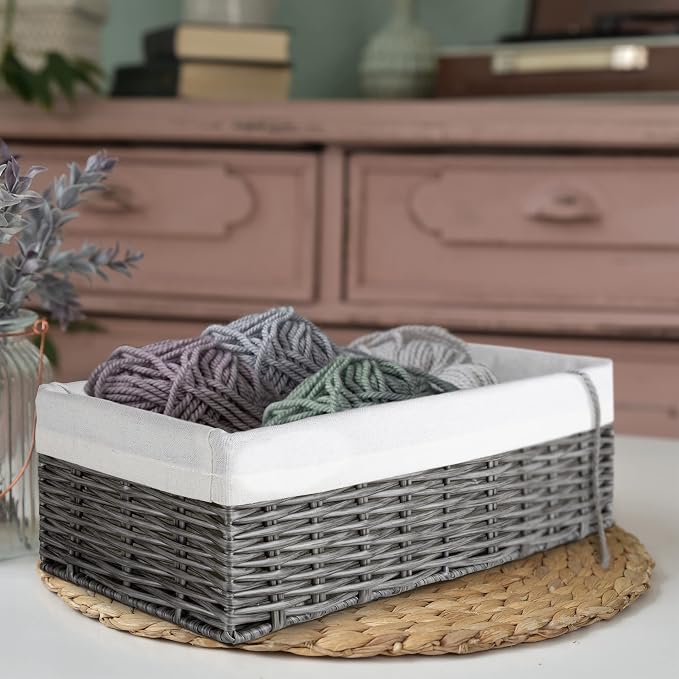 Brookstone Wicker Shelf Storage Basket Decorative Shelf Bin, bathroom - Image 5