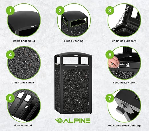Alpine Outdoor Commercial Trash Can - Image 3