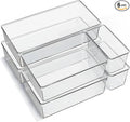 6 Pack Large Clear Plastic Drawer Organizer Trays – Non-Slip Storage Bins by Unknown