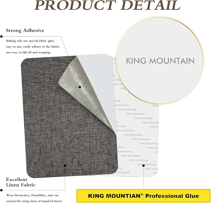 KING MOUNTAIN Coarse Linen Repair Patches, Self-Adhesive, 12x40 Inch, Dark Grey - Image 3