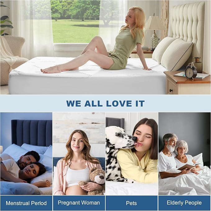 Waterproof Twin Size Mattress Protector, Mattress Pad Fitted 6"-15" Deep Pocket - Image 7