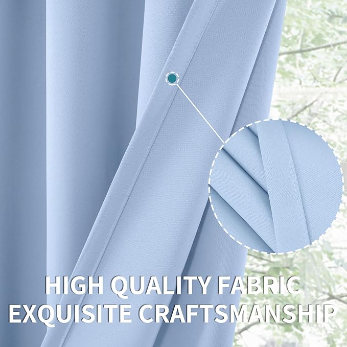 BGment Baby Blue Room Darkening Curtains 63 Inches Long - Image 5