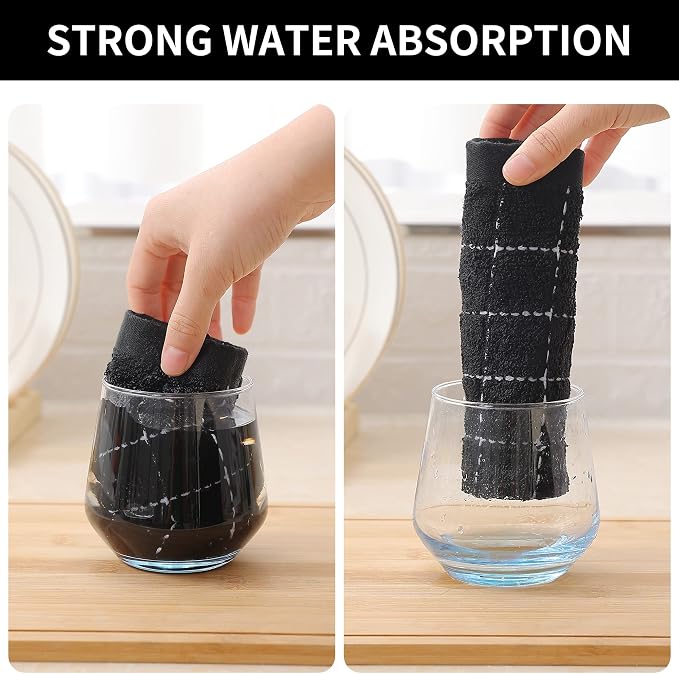 Homaxy 100% Cotton Terry Kitchen Towels, Checkered Designed, Soft and Super - Image 3
