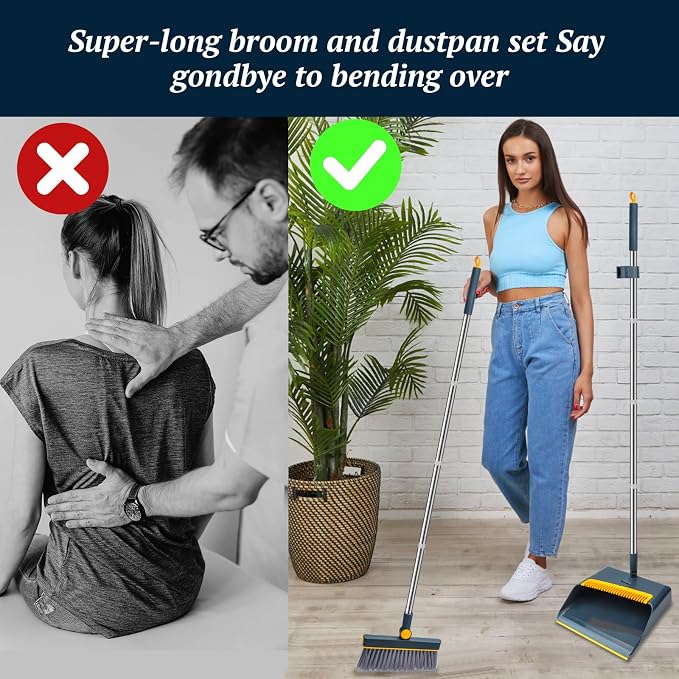 Long-Handled Broom and Dustpan Set, Windproof Broom Combination, 180-degree - Image 3