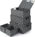 Storage Bins with Lids, Woven Storage Box Organizer Containers Decorative by Uvellgift