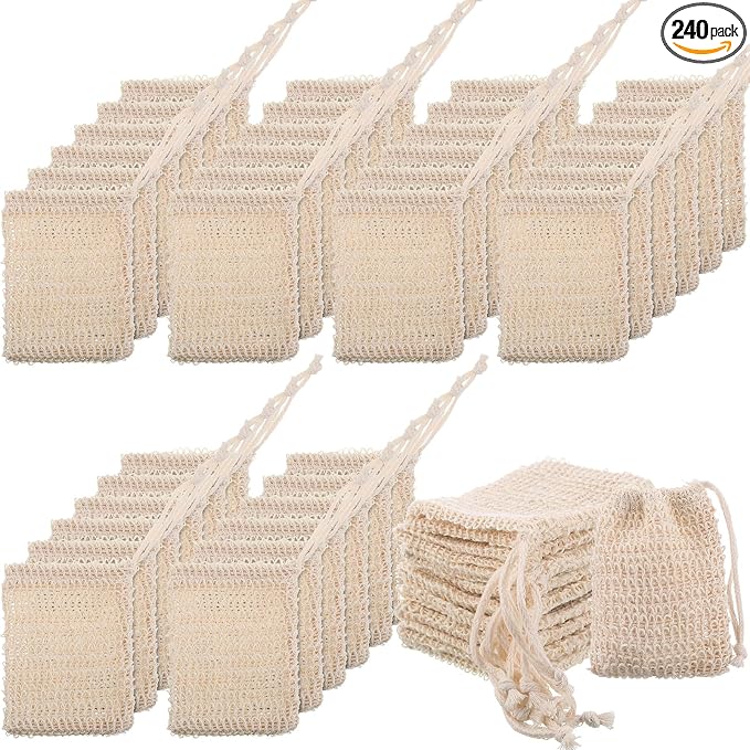 Rtteri 240 Pcs Soap Exfoliating Bag, Natural Sisal Soap Pouch Saver Body Shower by Rtteri