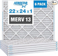 Aerostar 22x24x1 MERV 13 Pleated Air Filter, AC Furnace Air Filter, 6 Pack by AirFiltersDelivered