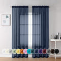 Chyhomenyc Navy Blue Sheer Curtains 84 Inches Long 2 Panels Set by Chyhomenyc