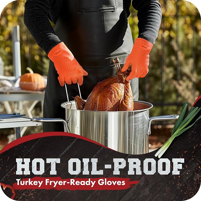 KITCHEN PERFECTION XL Silicone Smoker Oven Gloves-Extreme Heat Resistant BBQ - Image 5