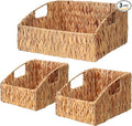 Ollieroo Natural Water Hyacinth Storage Baskets, Handwoven Wicker Storage Bins by Ollieroo