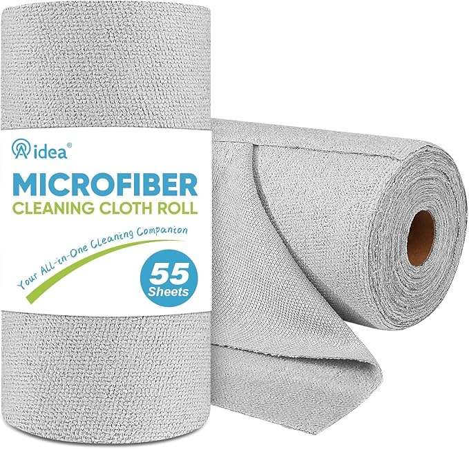 AIDEA Microfiber Cleaning Cloth Roll, Shop Towels 55 Sheets, Washable Shop Rags by AIDEAHOME