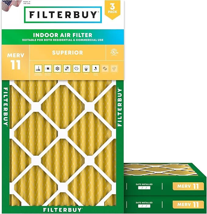 Filterbuy 12x25x2 Air Filter MERV 11 Allergen Defense Replacement, by Filterbuy