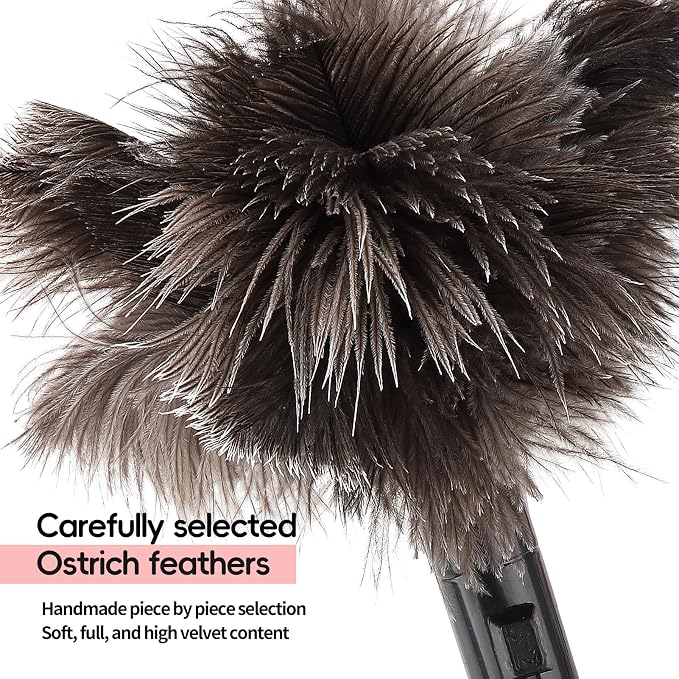 Retractable Feather Duster-Genuine Ostrich Feathers, Anti-Static, Reusable - Image 3