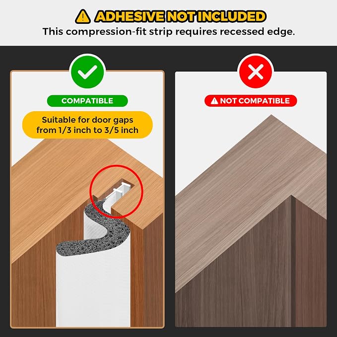 Ravinte Weather Stripping Door Seal Strip Soundproof "Q" Foam Weather Stripping - Image 2