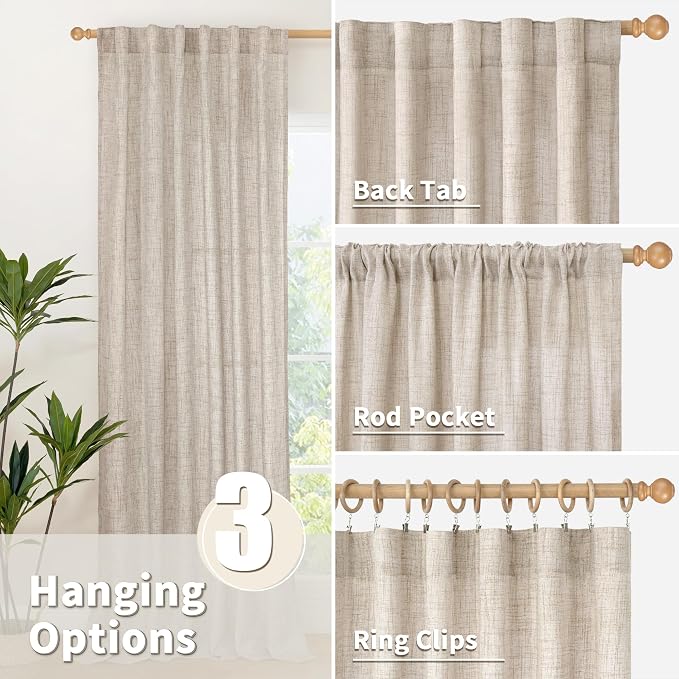 YoungsTex Linen Semi Sheer Curtains 78 Inch Length - Image 6