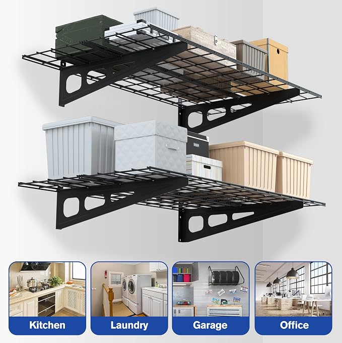 WORKPRO 2-Pack 2x4FT Garage Wall Shelving, 48” x 24” Heavy Duty Wall Mounted - Image 6